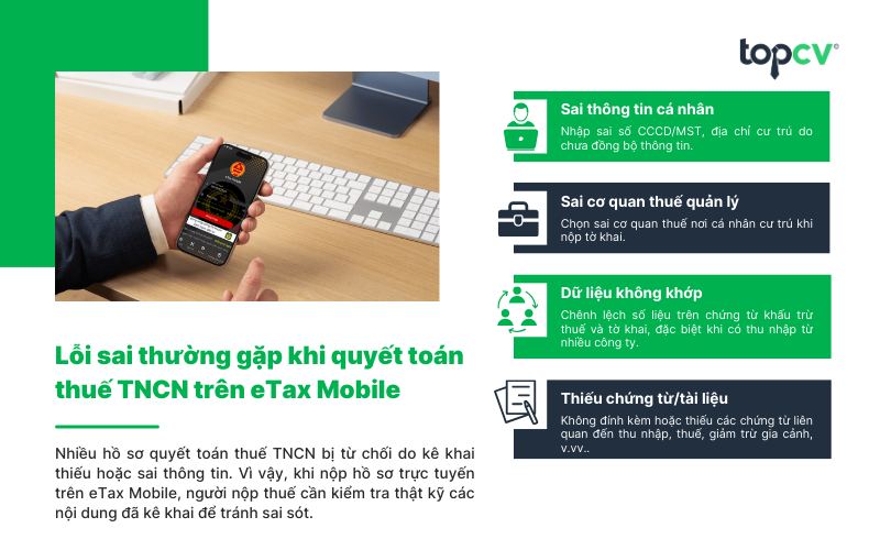 Những lỗi sai thường gặp khi quyết toán thuế TNCN trên eTax Mobile 